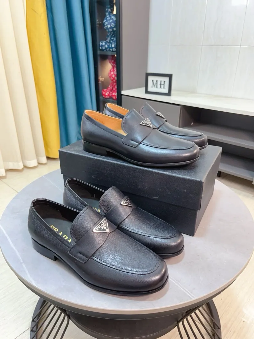 Men's shoes 💰540🌹🌹【PRADA Leather Shoes】Top purchasing agency Original imported Italian custom-made open-edge beaded cowhide leather surface, fully imported water-dyed breathable cowhide lining, original factory special molded sole super comfortable, size: 38-44